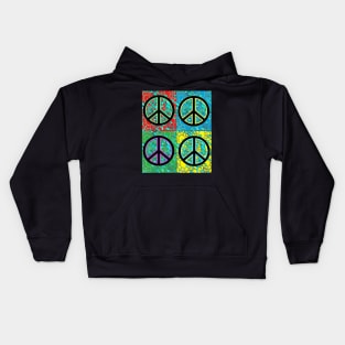 peace pop art red yellow blue green Kids Hoodie